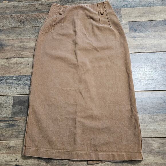 Best American Clothing Company Heavy Duty Cowgirl Brown Midi Denim Skirt - Picture 2 of 10